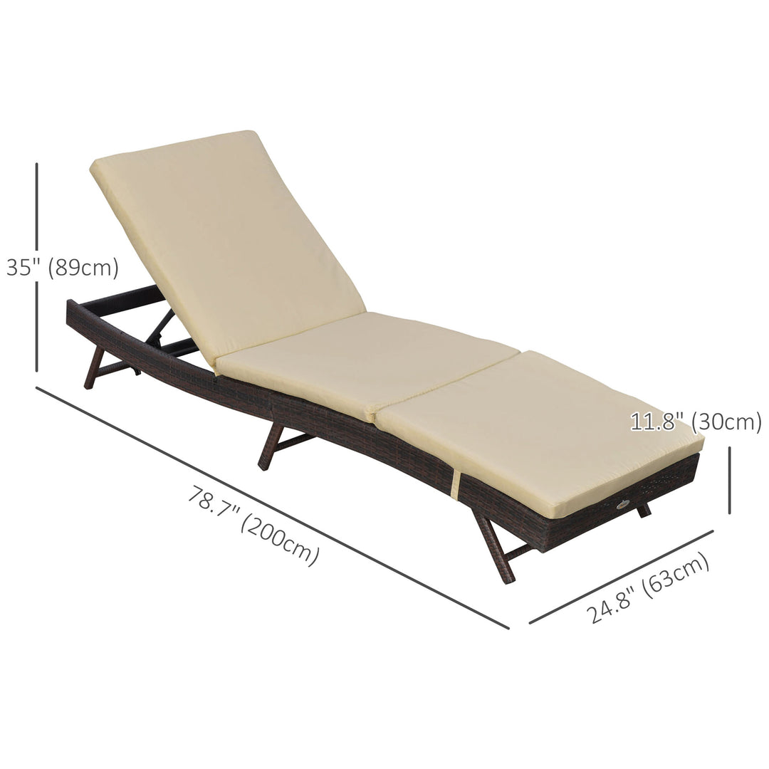 Outsunny Wicker Patio Lounger, Outdoor S Shape Recliners Lounge Chair w/ 5-Level Adjustable Backrest, Soft Padded Cushion for Outdoor Use, Cream White