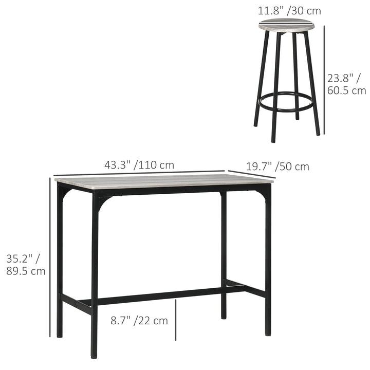 HOMCOM 5-Piece Counter Height Bar Table and Chairs, Dining Table and Chairs Set for 4, Pub Table and Chairs