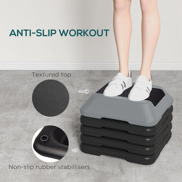 Soozier 5-Level Height Adjustable Stepper, Aerobic Exercise Step Platform, 4" 6" 8" 10" 12", Grey