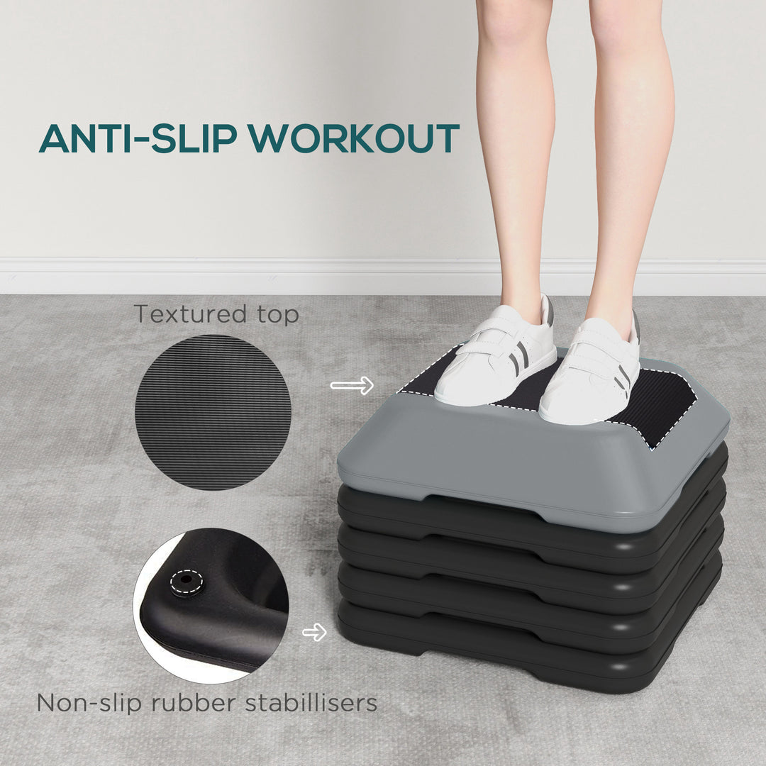 Soozier 5-Level Height Adjustable Stepper, Aerobic Exercise Step Platform, 4" 6" 8" 10" 12", Grey