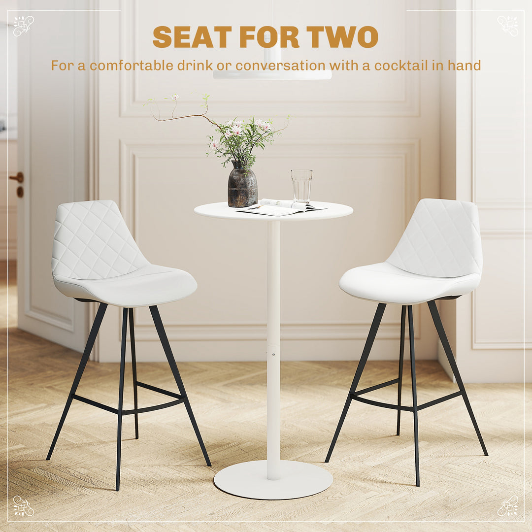 HOMCOM Round Bar Table for 2, Modern Pub Table with Steel Frame, Easy Assembly for Small Space Home Bar Cocktail Bistro, White