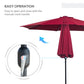 Outsunny 10' x 8' Round Market Umbrella, Patio Umbrella with Crank Handle and Tilt, Outdoor Parasol for Garden, Bench, Lawn, Wine Red
