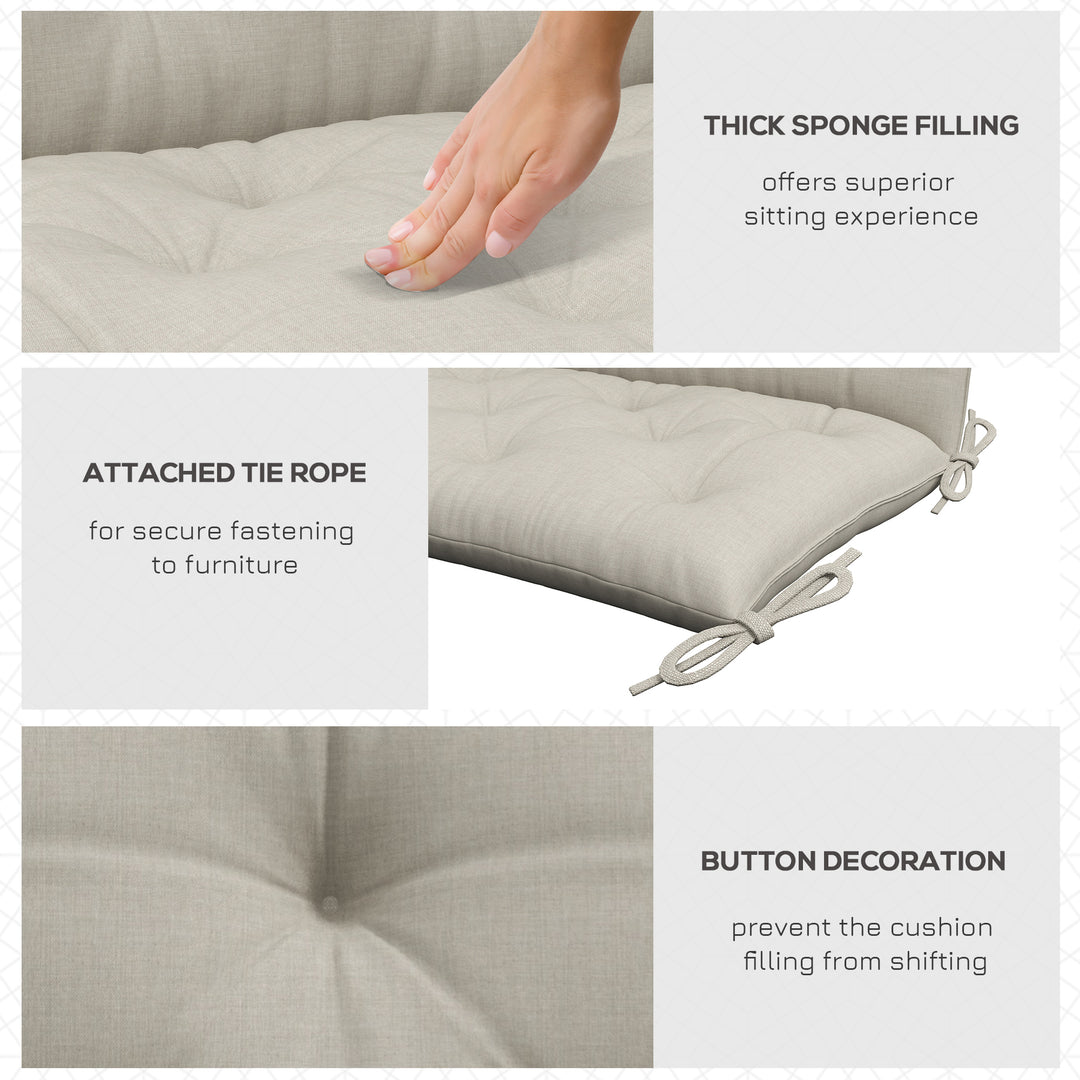 Outsunny 2 Seater Garden Bench Cushion, Soft Thick Outdoor Non-Slip 2 Seater Soft Pad With Backrest for Garden Patio, 47" x 43" x 5", Light Grey