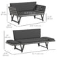 Outsunny Convertible Wicker Loveseat Grey Patio Chaise Lounge