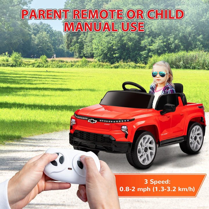 Qaba 12V CHEVROLET SILVERADO EV RST Licensed Kids Car w/ Remote, Spring Suspension, Soft Start, Training Wheels, Black