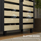 HOMCOM Shoe Cabinet with 3 Slatted Doors, 3-tier Shelving Rack Cabinet with Adjustable Shelves for 15 Pairs of Shoes, Black