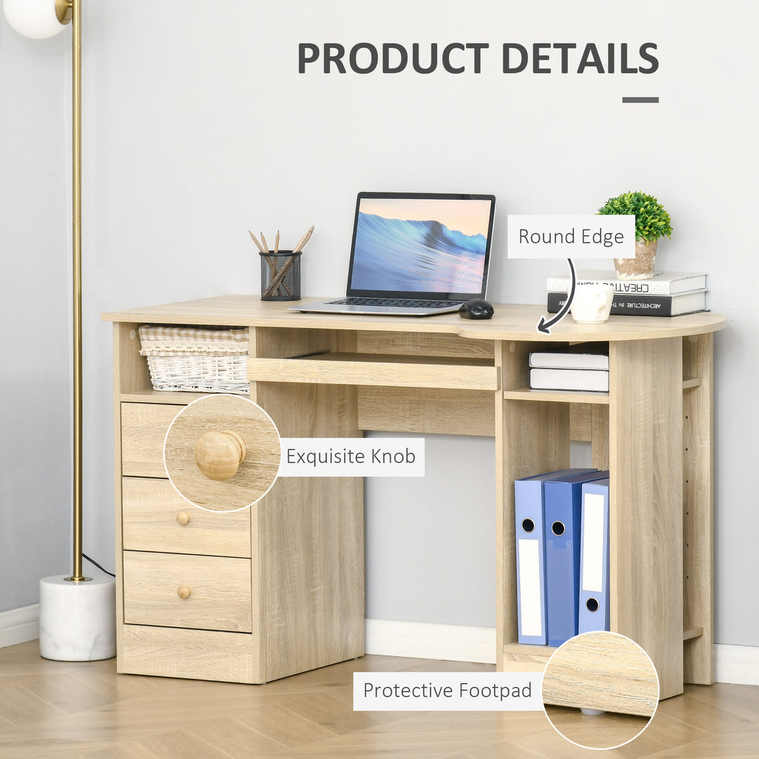 HOMCOM Computer Desk with Storage, Home Office Laptop Table with Shelves and Drawers, Modern Workstation Desk with Keyboard Tray for Study, Living Room, Black