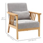 HOMCOM Armchair Upholstered Lounge Chair with Rubber Wood Frame Throw Pillows and Comfortable Cushion, White