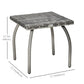 Outsunny 18" Rattan Coffee Table Outdoor Side Table Patio Wicker Furniture, Small Square with All-Weather PE for Garden, Balcony, Backyard, Poolside, Grey