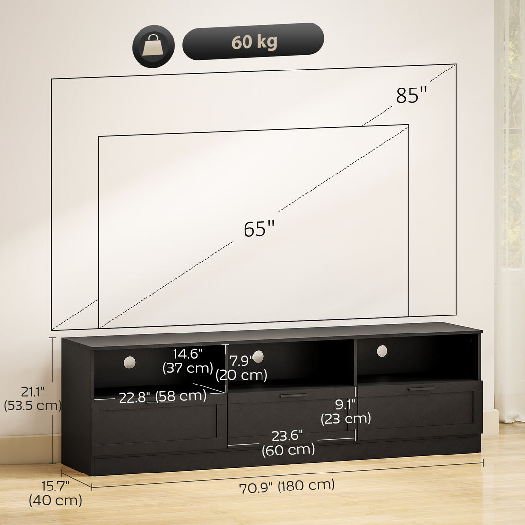 HOMCOM TV Stand with Storage, Modern Entertainment Center with 3 Cabinets and 3 Open Shelves, for TVs up to 85", White