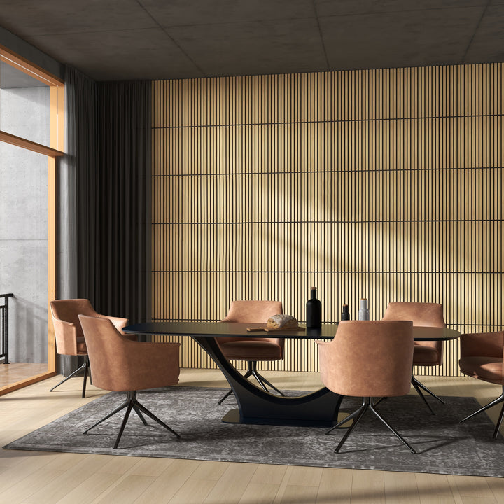 HOMCOM 24"x24" Wood Panels for Wall, 4 Pack Acoustic Panels, Sound Absorbing Slat Wall For Interior Wall Decor, Home, Grey