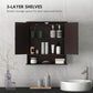 kleankin Medicine Cabinet, Wall-Mounted Bathroom Mirror Cabinet with Double Doors, Open Shelf, and Adjustable Shelf, Modern Bathroom Wall Cabinet, White