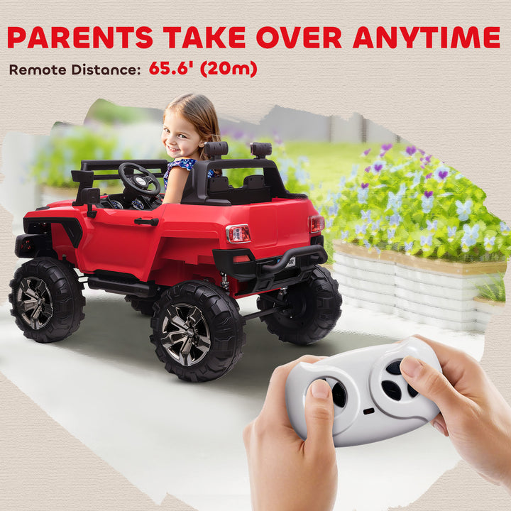 Aosom Kids 2 Seater Ride-On Car Police Truck Electric with LED Lights & MP3 for Kids White