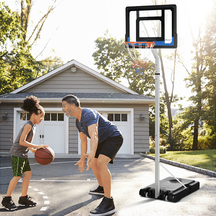 Soozier Adjustable Basketball Hoop and Basketball Stand w/ Sturdy Backboard and Weighted Base, Portable on Wheels