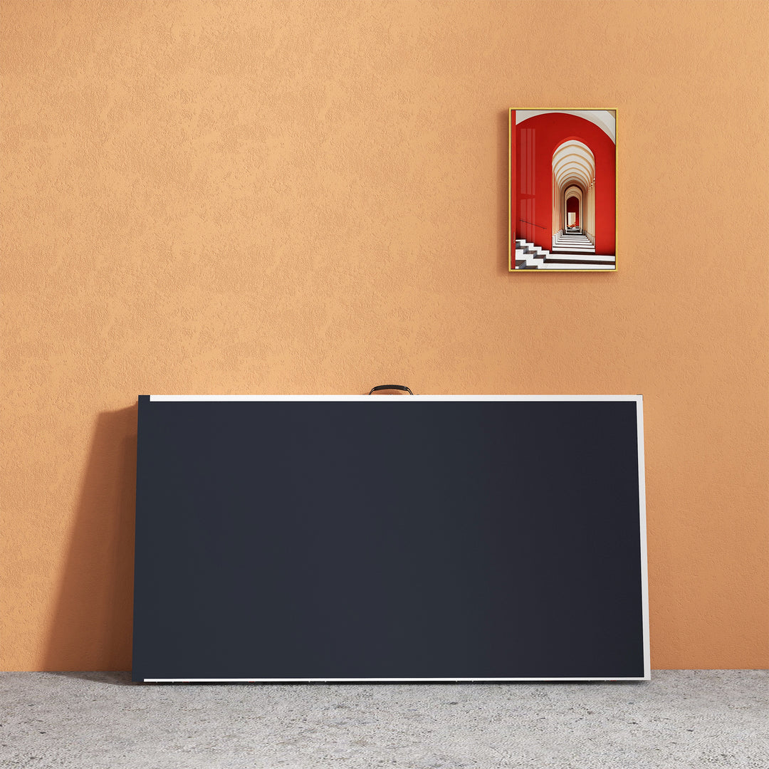 Soozier 9' x 5' Full Size Table Tennis Table, Folding Ping Pong Table with Paddles and Balls, Blue