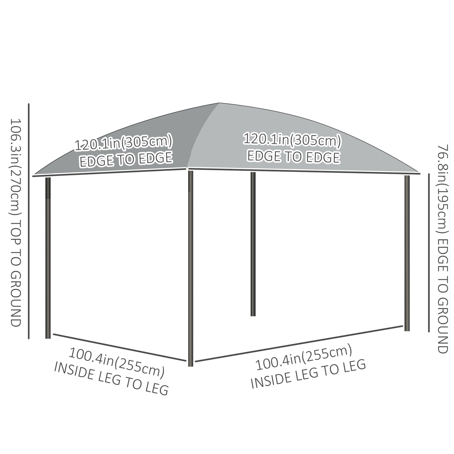 Outsunny 10' x 10' Outdoor Gazebo Canopy, Hardtop Gazebo withÂ UV60+ Polycarbonate Roof, Steel Frame, Central Hook, andÂ Curtains, forÂ Garden,Â Lawn,Â Backyard,Â Deck, Dark Grey