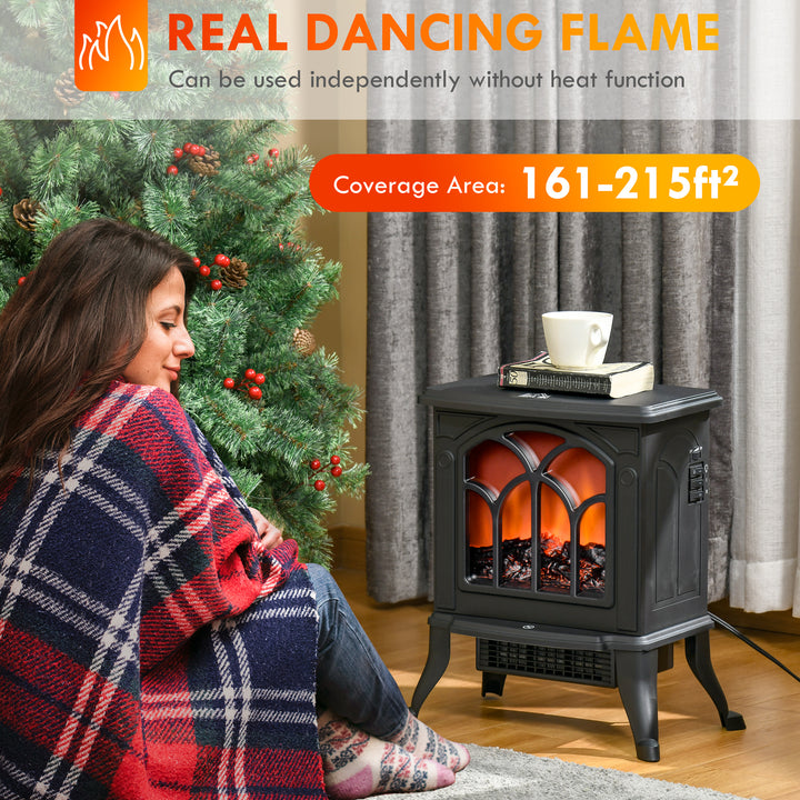 HOMCOM Electric Fireplace Heater, Freestanding Fireplace Stove with Realistic Flame, Overheat Protection, 750W/1500W, White