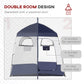 Outsunny Outdoor Portable Pop Up Shower Tent Changing Tent Privacy Enclosure with 2 Rooms, Shower Bag, Floor for Camping, Blue