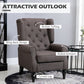 HOMCOM Fabric Accent Chair, Button Tufted Armchair, Upholstered Modern Living Room Chair, Wingback Chair with Wood Legs, Rolled Arms, Thick Padding for Bedroom, White