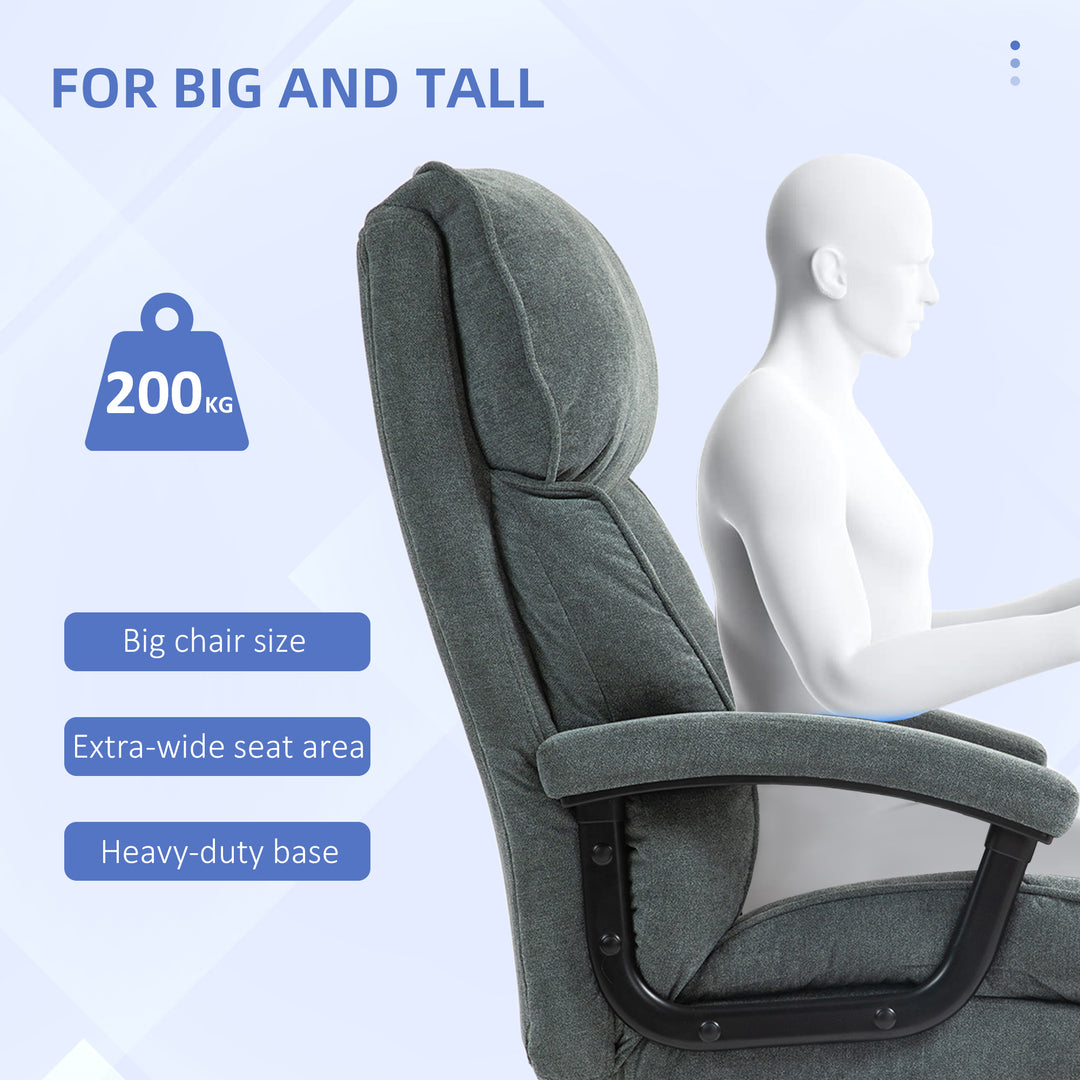 HOMCOM Big and Tall Executive Office Chair, Up to 450 lbs. Heavy Duty Desk Chair, Computer Chair for Heavy People, Grey