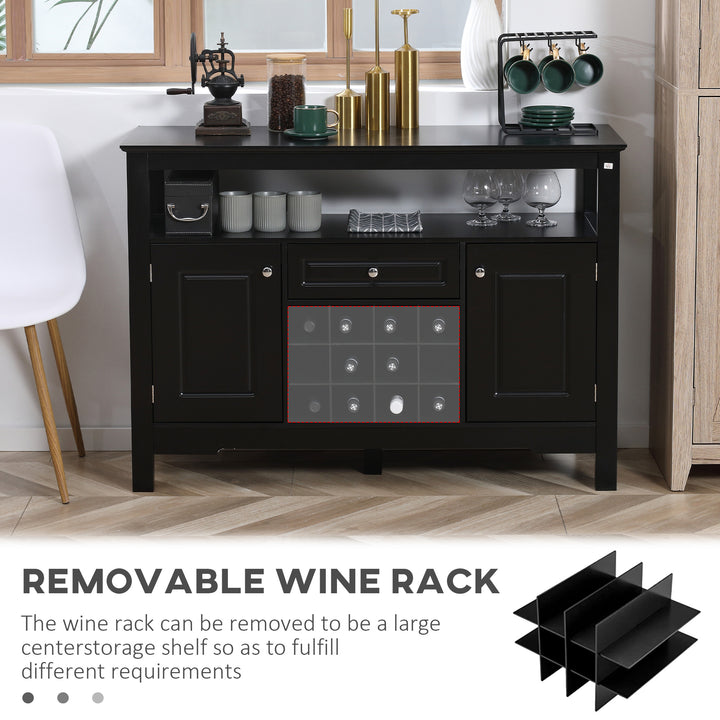 HOMCOM Modern Kitchen Buffet Bar Cabinet Storage Sideboard Dining Server with Drawer & 12-Bottle Wine Rack for Living Room, Espresso