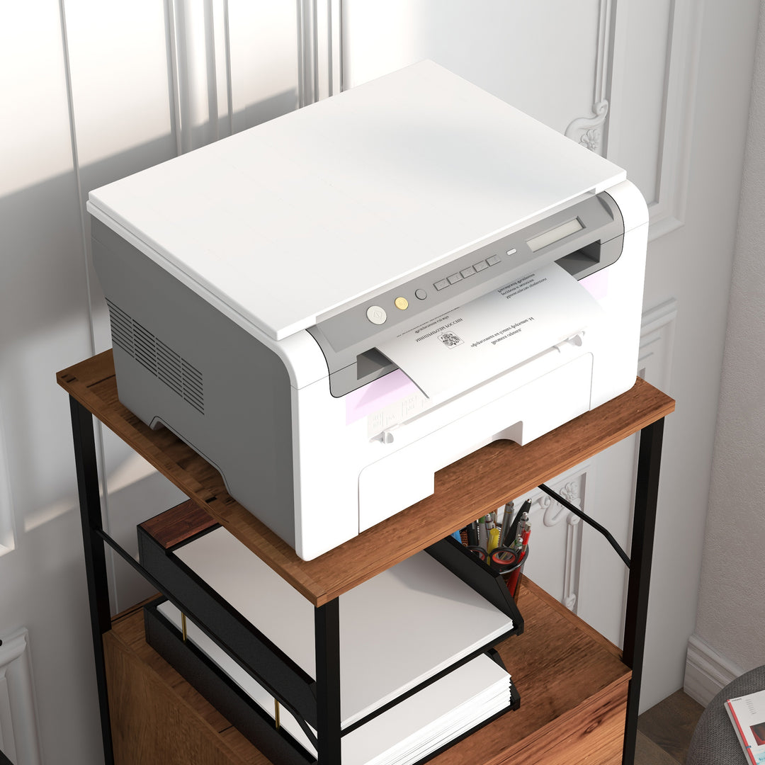 Vinsetto Vertical Filing Cabinet, Tall File Cabinet with 2 Drawers, Hanging Bars for Letter and A4 Size, Rustic Brown