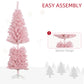HOMCOM 4FT Artificial Christmas Tree Holiday Xmas Holiday Pencil Tree Decoration with Automatic Open for Home Party, Pink