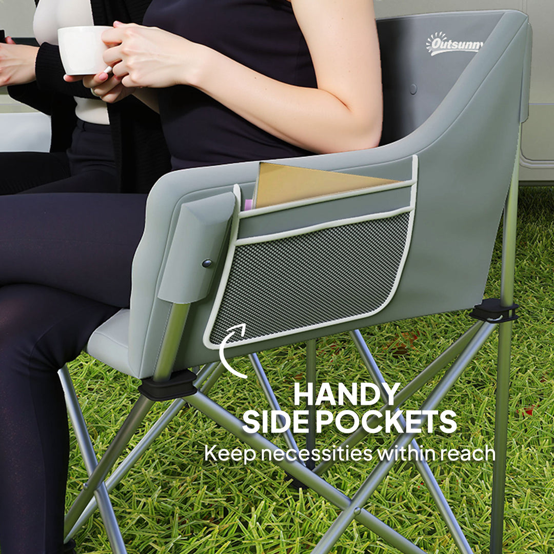 Outsunny Double Camping Chair, Oversized Camping Loveseat for Adults, Heavy Duty Folding Camp Chair, Support 529 lbs