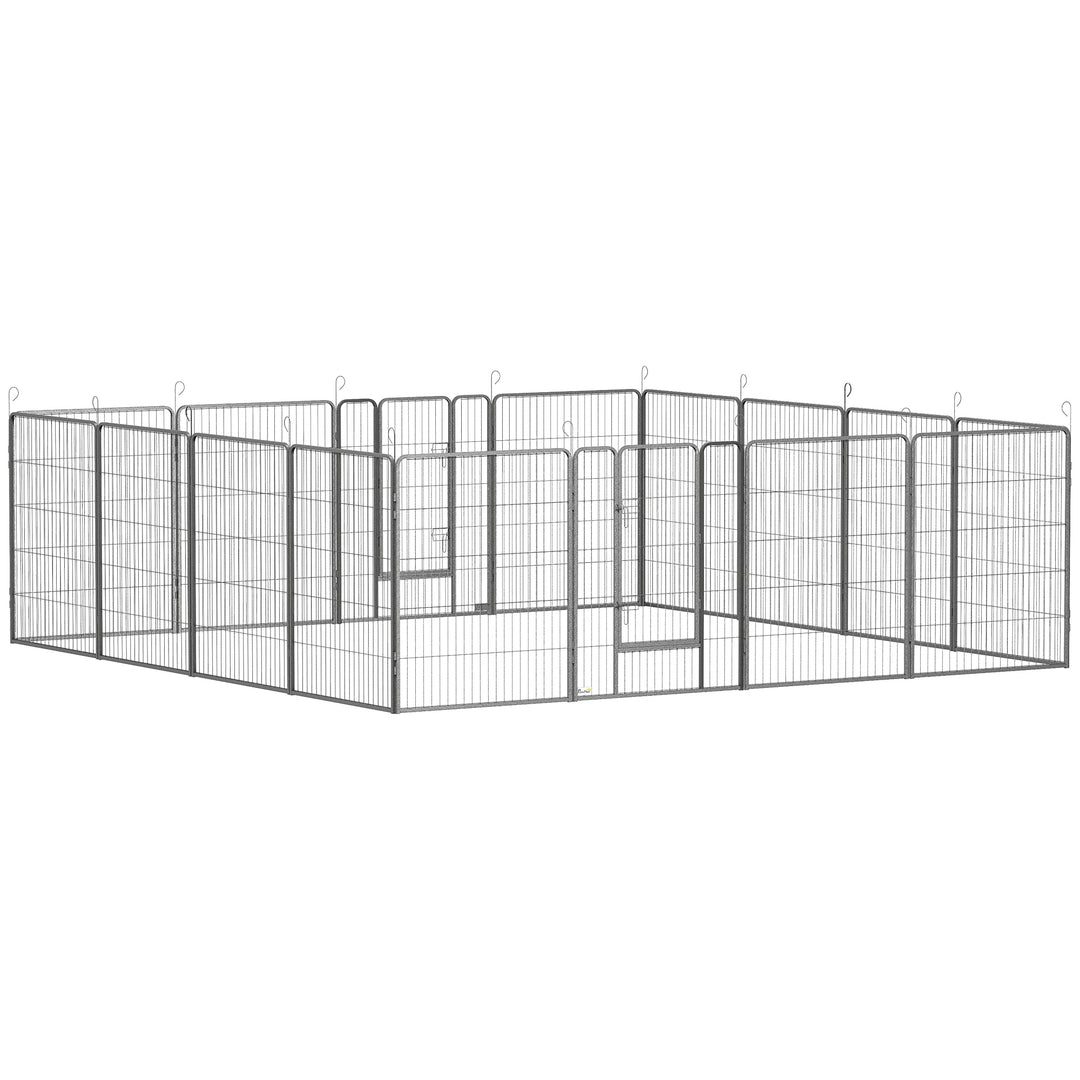PawHut 16 Panel 39" Height Heavy Duty Dog Playpen for Small Medium Large Dogs, Grey