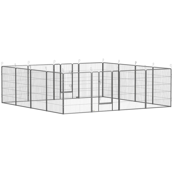 PawHut 16 Panel 39" Height Heavy Duty Dog Playpen for Small Medium Large Dogs, Grey