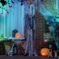 Outsunny 6ft Life Size Outdoor Halloween Decoration Skeleton Witch, Animated Prop with Light Up Eyes, Spooky Sound