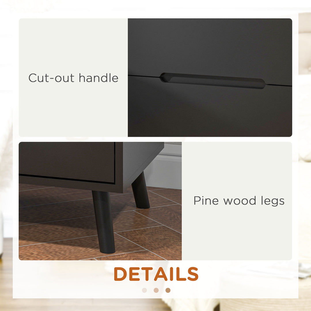 HOMCOM Modern Nightstand, Night Table with 2 Drawers, Bed End Table with Solid Wood Legs for Bedroom