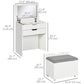 HOMCOM Vanity Set with Flip Top Mirror, Makeup Vanity Desk with Stool, Dressing Table with Drawer and 7 Compartments, White