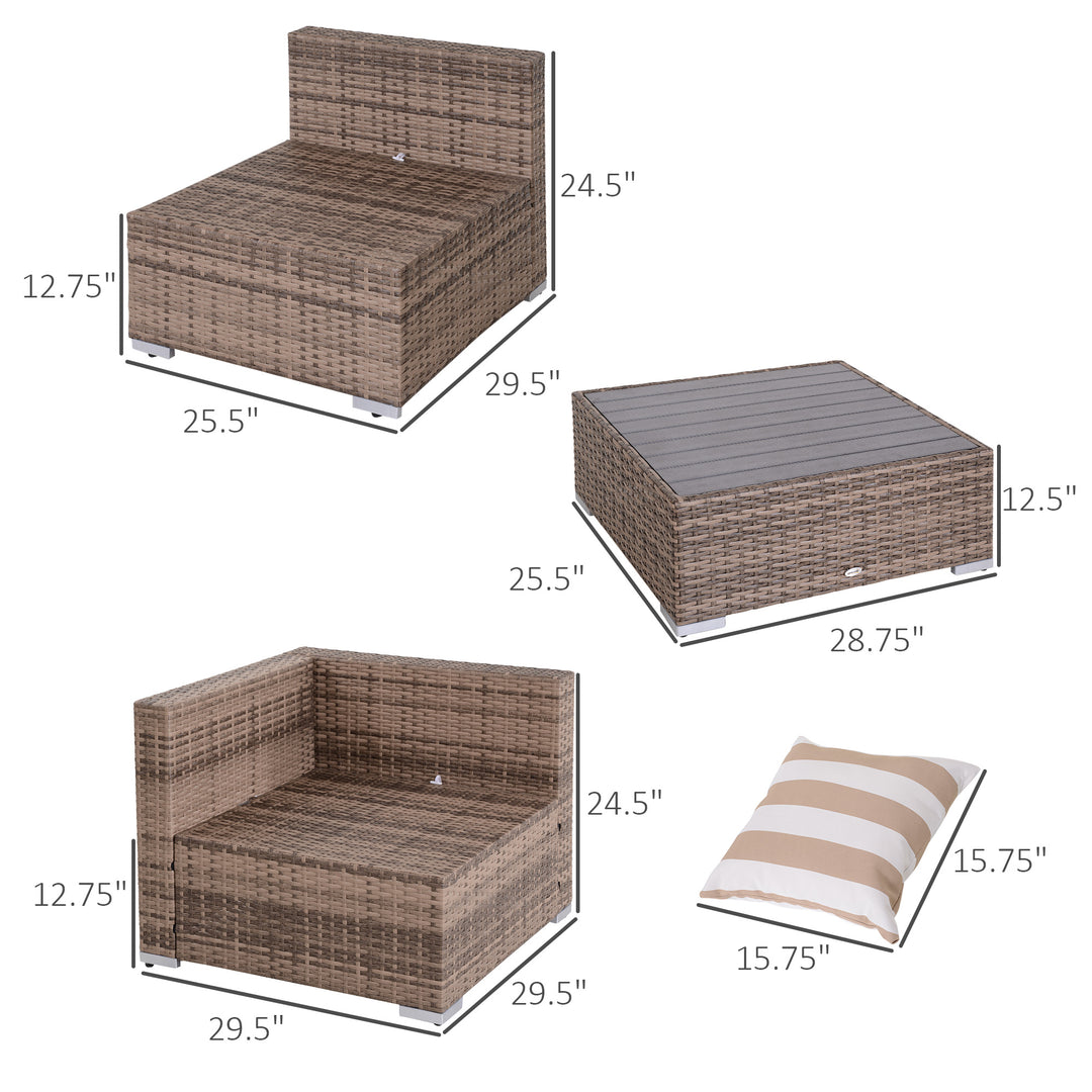 Outsunny 7-Piece Patio Furniture Sets Outdoor Wicker Conversation Sets All Weather PE Rattan Sectional Sofa, Grey
