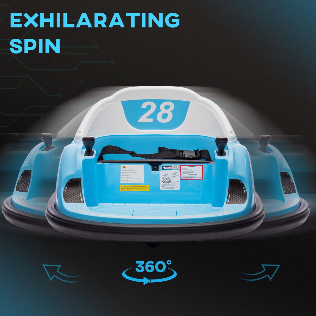 Qaba 12V Bumper Car for Toddlers, Ride On Car with 360 Degree Remote Control, Lights Music Horn, for 1.5-5 Years, Pink