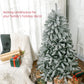 HOMCOM 5 Foot Artificial Flocked Christmas Tree with Snow, Metal Stand, Hinged Xmas Tree for Home Office Holiday
