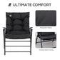 Outsunny Foldable Lounge Chair, Fabric Upholstered Recliner, Outdoor Lounger with Armrest, Metal Frame for Backyard, Blue