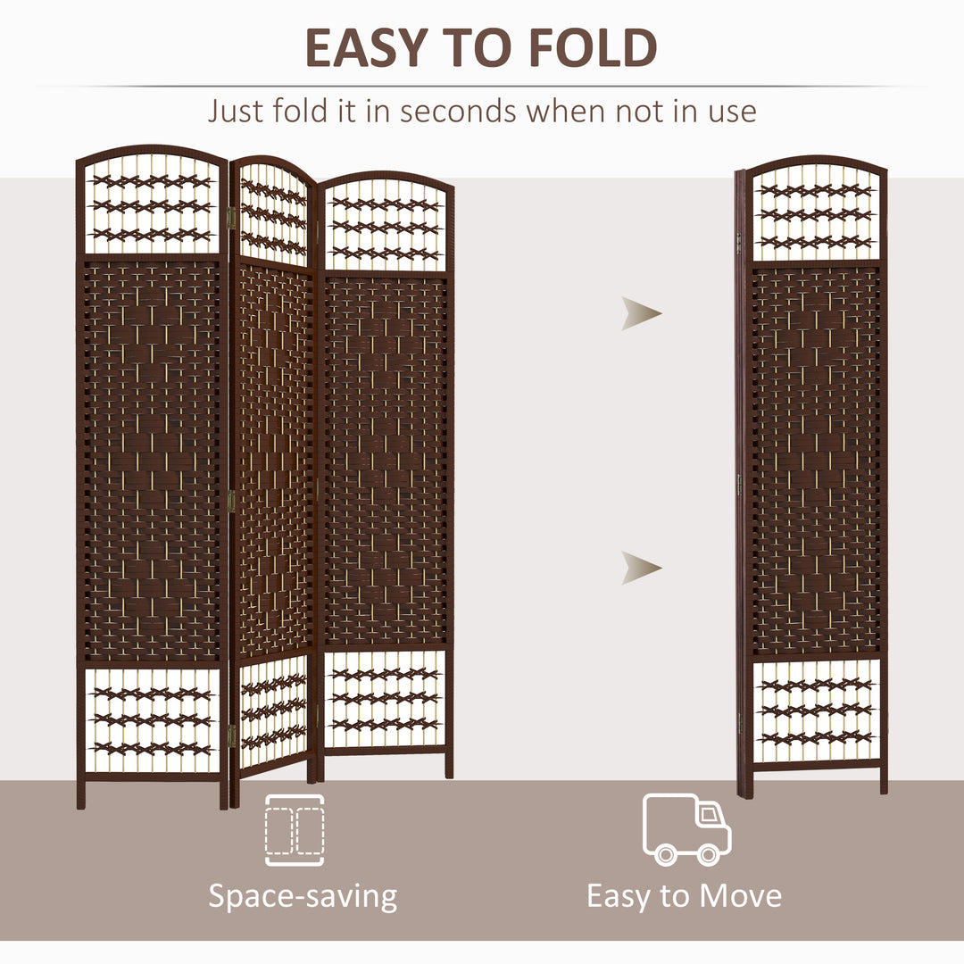 HOMCOM 3 Panel Folding Room Divider, Portable Privacy Screen, Wave Fiber Room Partition for Home Office, White