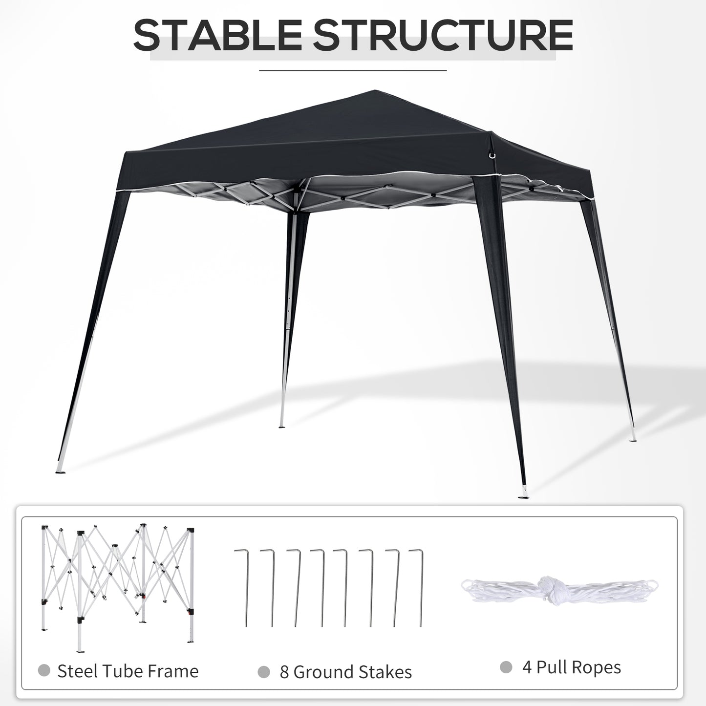 Outsunny 8' x 8' Pop Up Canopy, Outdoor Foldable Tent, Portable Canopy Tent with Carrying Bag for Camping, Party, Picnic, White
