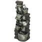 Outsunny 4-Tiered Outdoor Jar and Bowls Water Fountain with LED Lights, Adjustable Flow, 26.4-inch Resin Waterfall Fountain