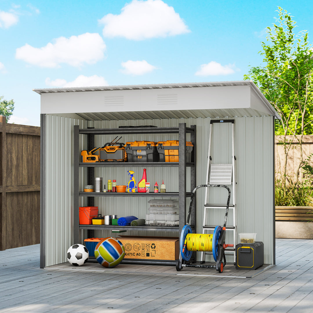 Outsunny 7' x 4' Outdoor Storage Shed, Metal Garden Tool Storage House Organizer with Lockable Sliding Doors and Vents for Backyard Patio Lawn, Charcoal Grey