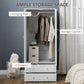 HOMCOM Modern Wardrobe Closet Armoire with 2 Drawers and Hanging Rod, Clothes Storage Organizer with Anti-tipping Design for Bedroom, White