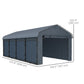 Outsunny 10' x 15' Metal Carport, Heavy Duty Garage Car Shelter with Galvanized Metal Roof and Removable Sidewalls, Dark Grey