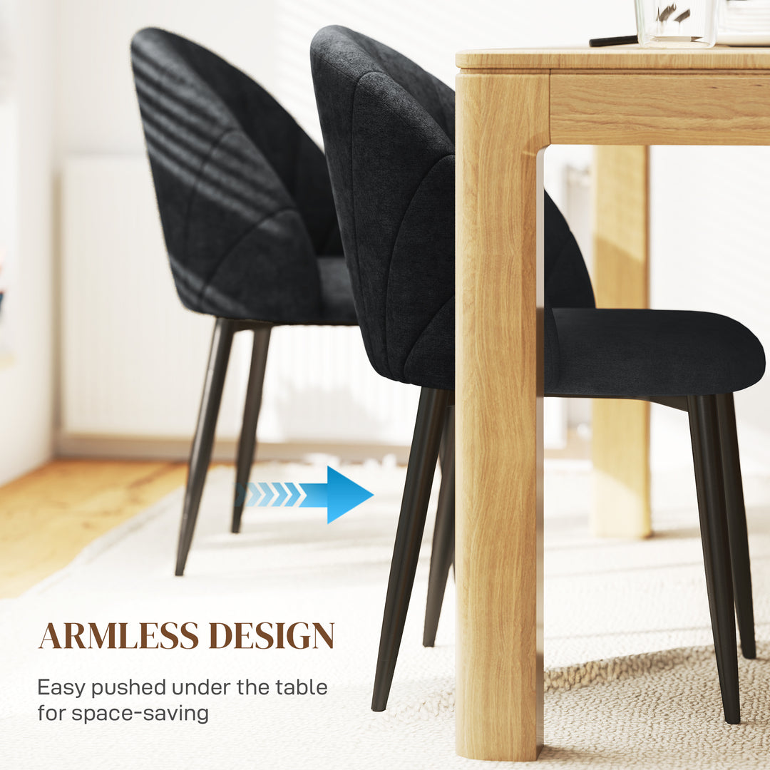 HOMCOM Modern Dining Chairs Set of 4, Upholstered Dining Room Chairs with Metal Legs, Shell Backrest, Padded Seat, Cream White