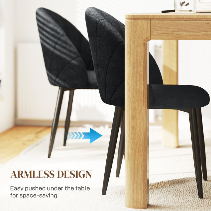 HOMCOM Modern Dining Chairs Set of 4, Upholstered Dining Room Chairs with Metal Legs, Shell Backrest, Padded Seat, Cream White