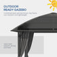Outsunny 10' x 10' Outdoor Gazebo Canopy, Hardtop Gazebo withÂ UV60+ Polycarbonate Roof, Steel Frame, Central Hook, andÂ Curtains, forÂ Garden,Â Lawn,Â Backyard,Â Deck, Dark Grey