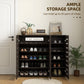 HOMCOM Narrow Shoe Cabinet with Slatted Doors, Adjustable Shelves for 20 Pairs of Shoes, Shoe Cabinet for Entryway, Dark Brown