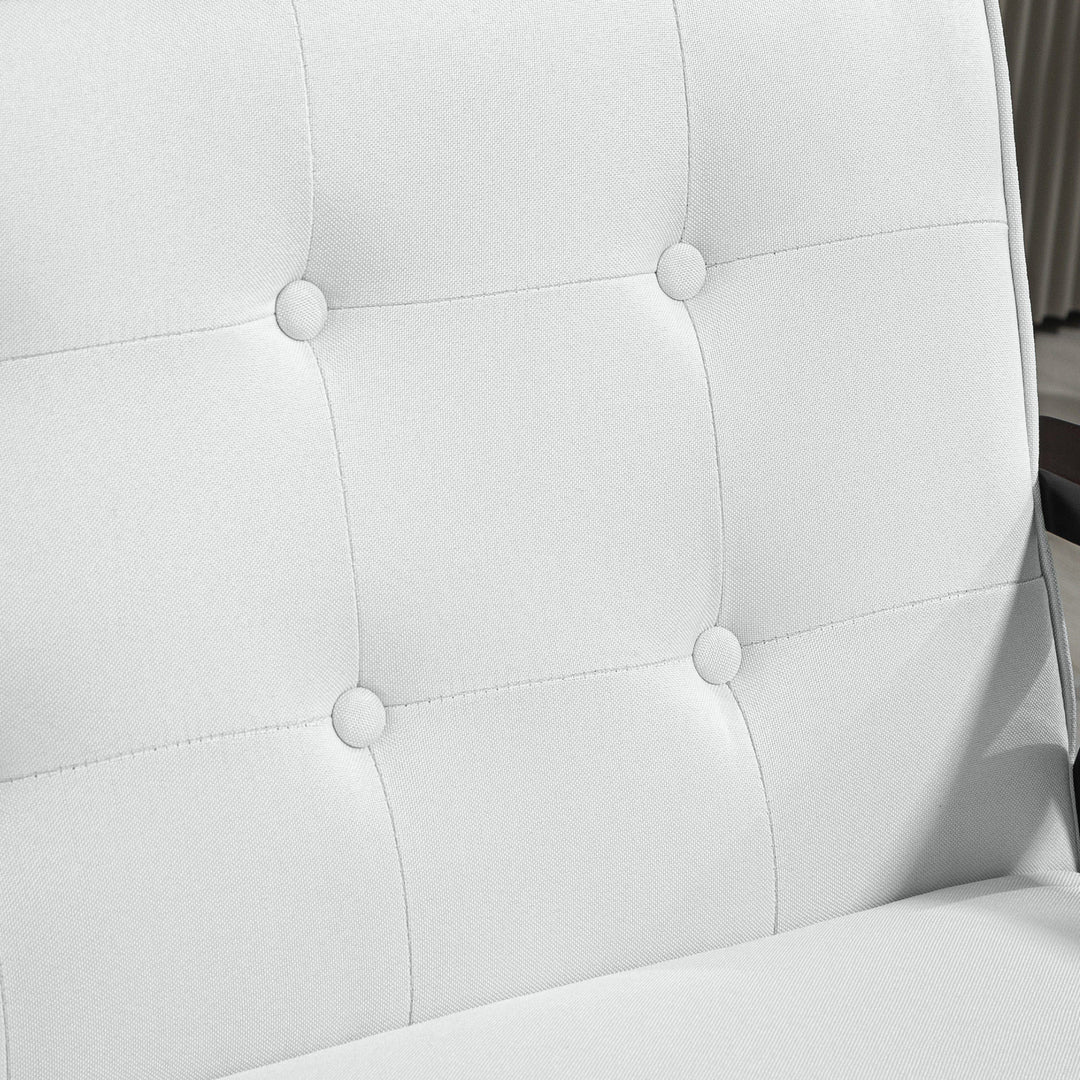 HOMCOM 44.5" 2 Seat Sofa for Bedroom, Modern Upholstered Loveseat with Button Tufted Back and Wood Legs, Grey