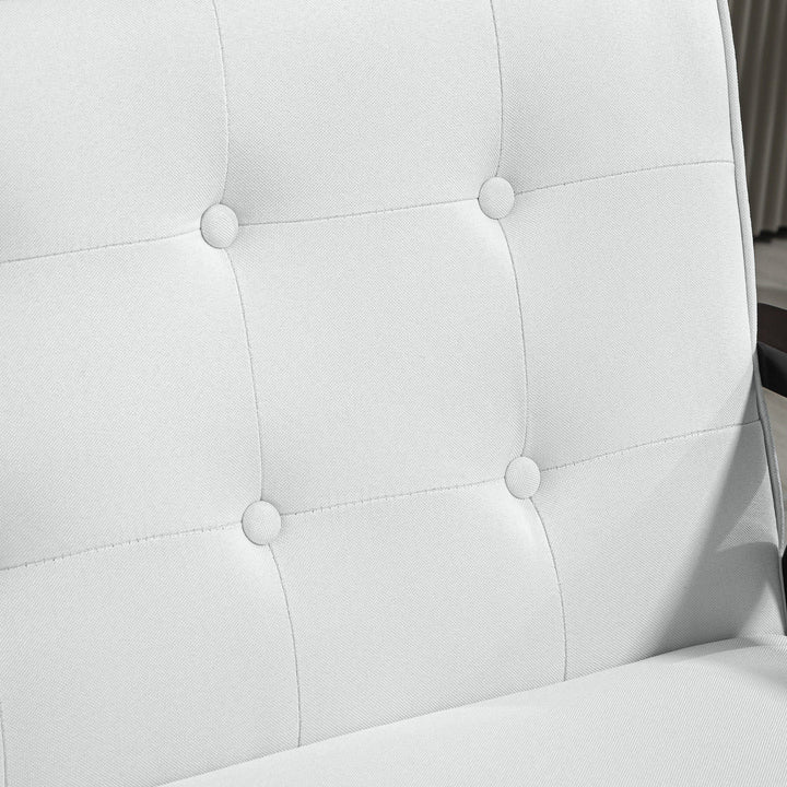 HOMCOM 44.5" 2 Seat Sofa for Bedroom, Modern Upholstered Loveseat with Button Tufted Back and Wood Legs, Grey