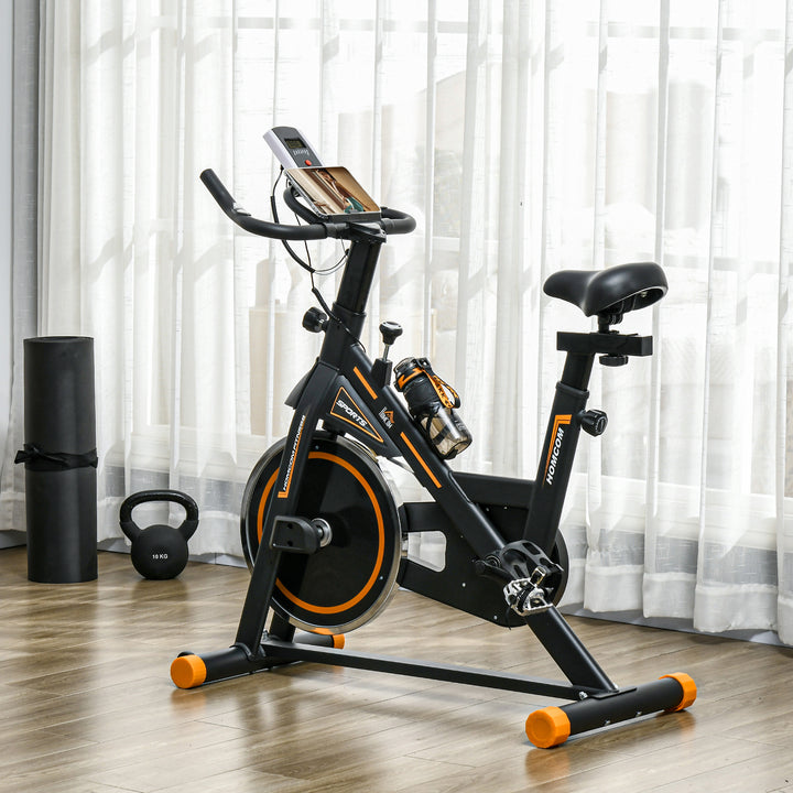 Soozier Upright Stationary Exercise Bike, Cardio Workout Training Bicycle w/ Adjustable Resistance LCD Monitor, Orange